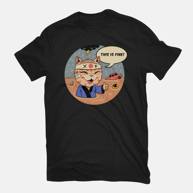This Is Fine Meowster-Womens-Fitted-Tee-vp021