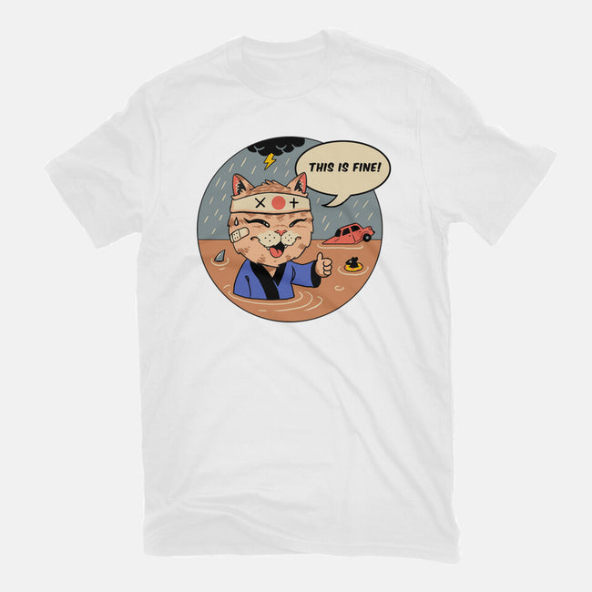 This Is Fine Meowster-Womens-Fitted-Tee-vp021