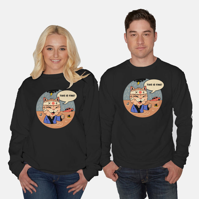 This Is Fine Meowster-Unisex-Crew Neck-Sweatshirt-vp021
