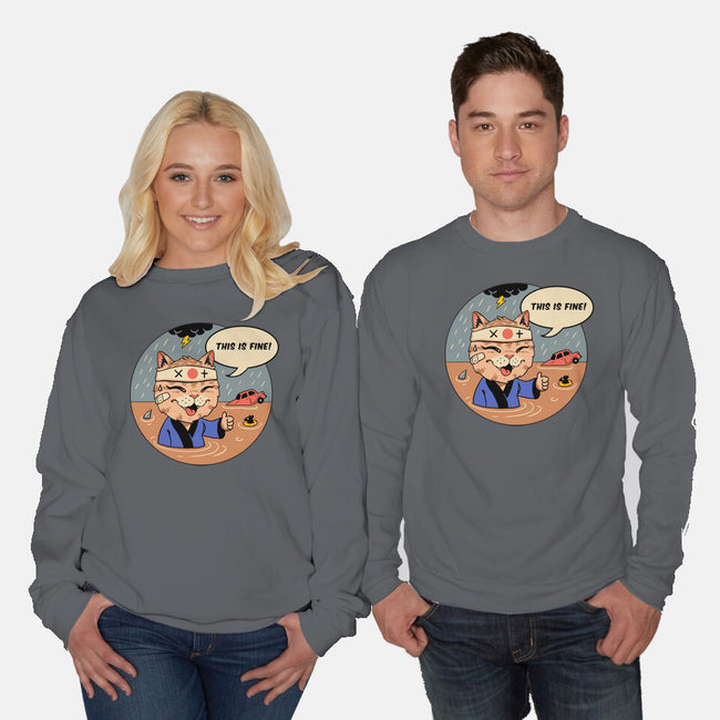 This Is Fine Meowster-Unisex-Crew Neck-Sweatshirt-vp021
