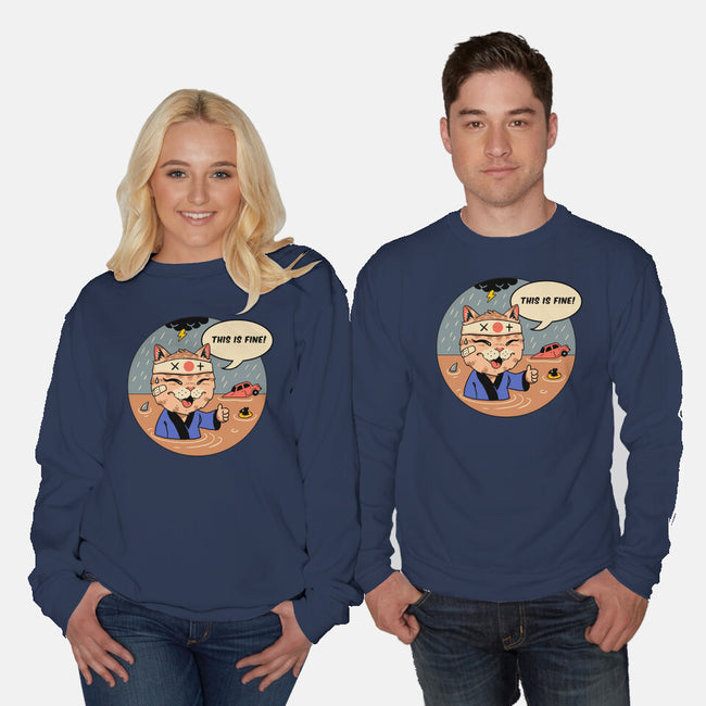 This Is Fine Meowster-Unisex-Crew Neck-Sweatshirt-vp021