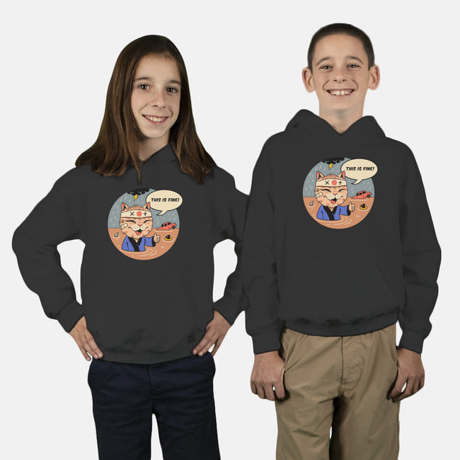 This Is Fine Meowster-Youth-Pullover-Sweatshirt-vp021