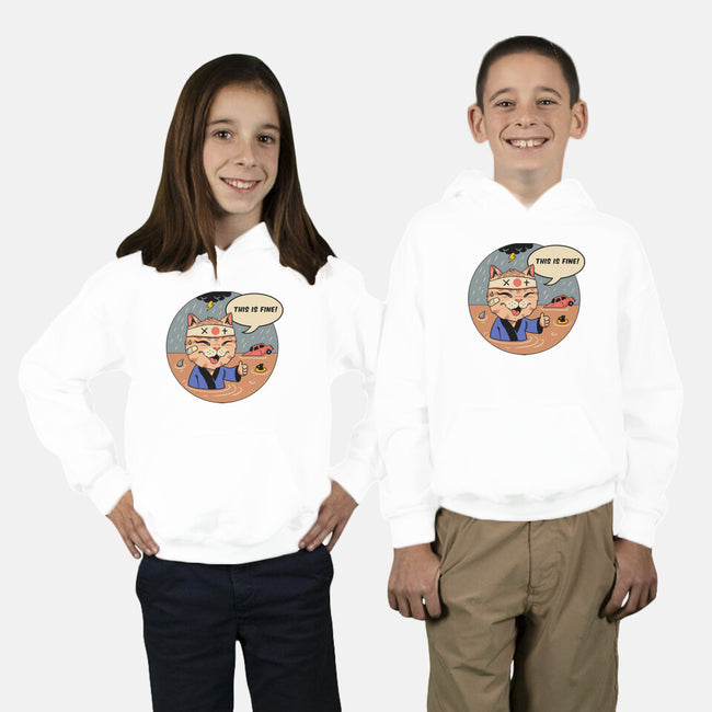 This Is Fine Meowster-Youth-Pullover-Sweatshirt-vp021