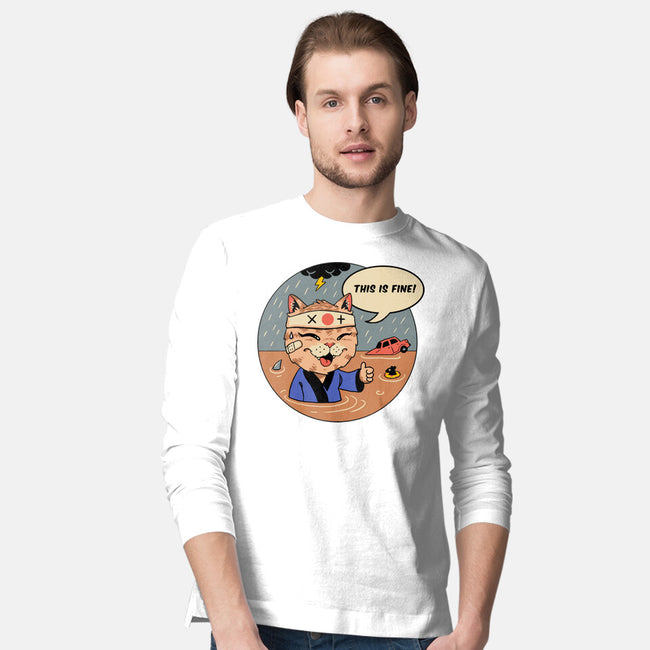 This Is Fine Meowster-Mens-Long Sleeved-Tee-vp021