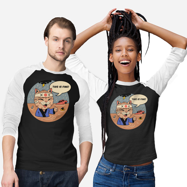 This Is Fine Meowster-Unisex-Baseball-Tee-vp021