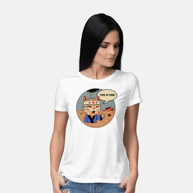 This Is Fine Meowster-Womens-Basic-Tee-vp021