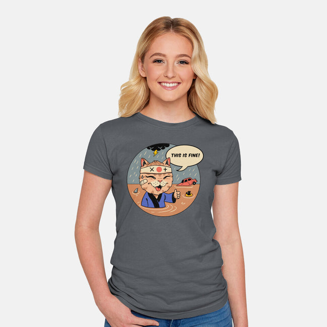 This Is Fine Meowster-Womens-Fitted-Tee-vp021