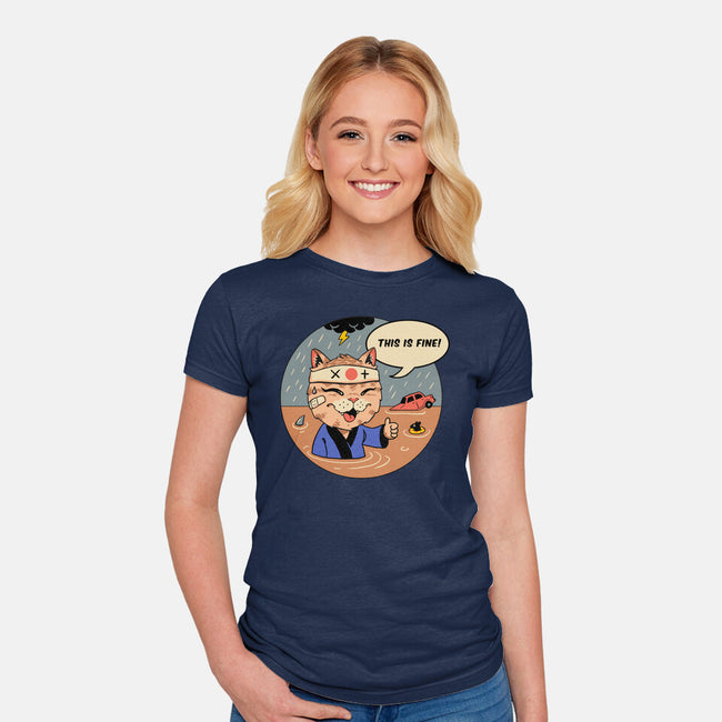 This Is Fine Meowster-Womens-Fitted-Tee-vp021
