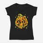 Moon Pumpkin-Womens-V-Neck-Tee-GoblinTengu