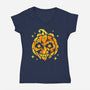 Moon Pumpkin-Womens-V-Neck-Tee-GoblinTengu