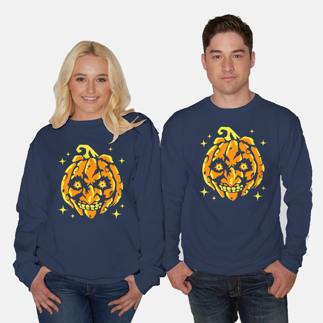 Moon Pumpkin-Unisex-Crew Neck-Sweatshirt-GoblinTengu