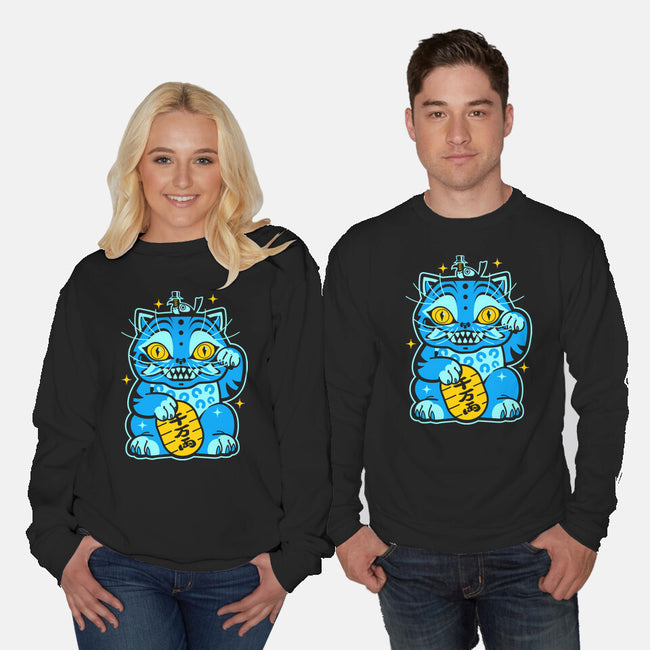 Blue Lucky Tiger-Unisex-Crew Neck-Sweatshirt-GoblinTengu