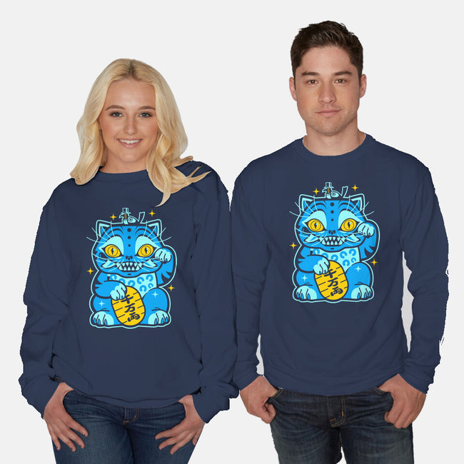 Blue Lucky Tiger-Unisex-Crew Neck-Sweatshirt-GoblinTengu