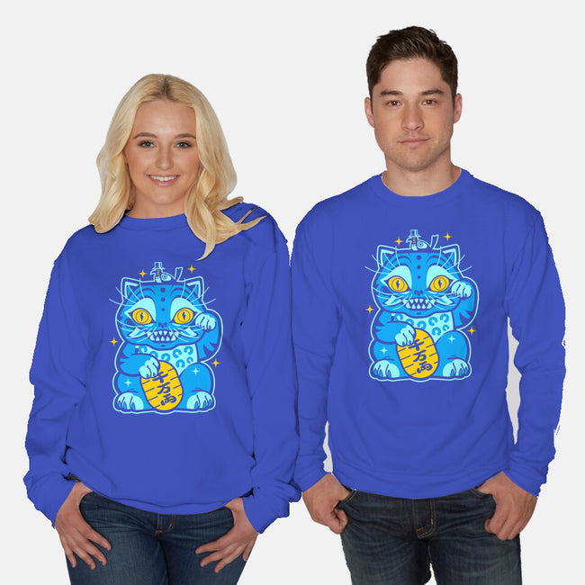 Blue Lucky Tiger-Unisex-Crew Neck-Sweatshirt-GoblinTengu