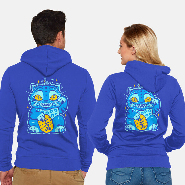 Blue Lucky Tiger-Unisex-Zip-Up-Sweatshirt-GoblinTengu