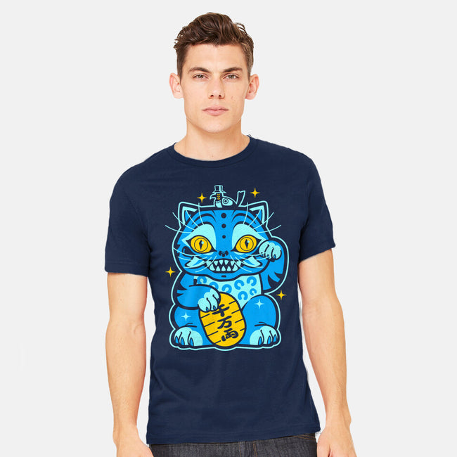 Blue Lucky Tiger-Mens-Heavyweight-Tee-GoblinTengu