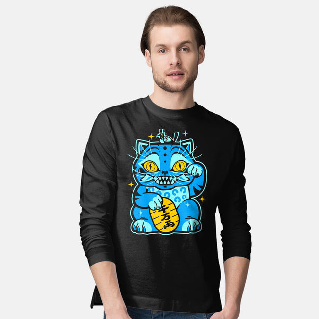 Blue Lucky Tiger-Mens-Long Sleeved-Tee-GoblinTengu