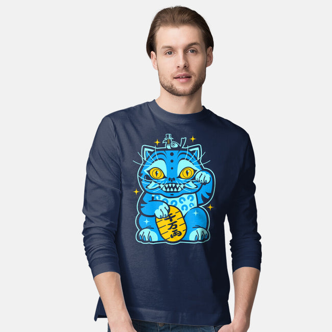 Blue Lucky Tiger-Mens-Long Sleeved-Tee-GoblinTengu