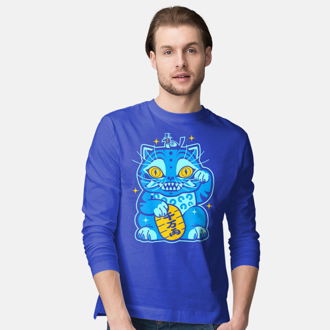 Blue Lucky Tiger-Mens-Long Sleeved-Tee-GoblinTengu