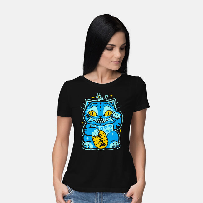 Blue Lucky Tiger-Womens-Basic-Tee-GoblinTengu