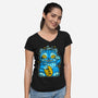 Blue Lucky Tiger-Womens-V-Neck-Tee-GoblinTengu