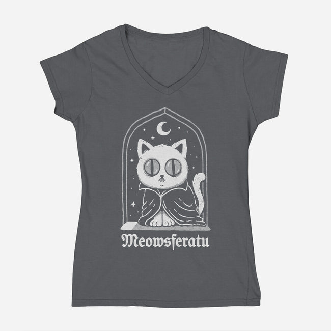 Nosferatu Cat-Womens-V-Neck-Tee-dfonseca