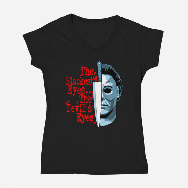 The Devil's Eyes-Womens-V-Neck-Tee-goodidearyan