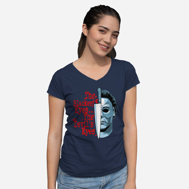 The Devil's Eyes-Womens-V-Neck-Tee-goodidearyan