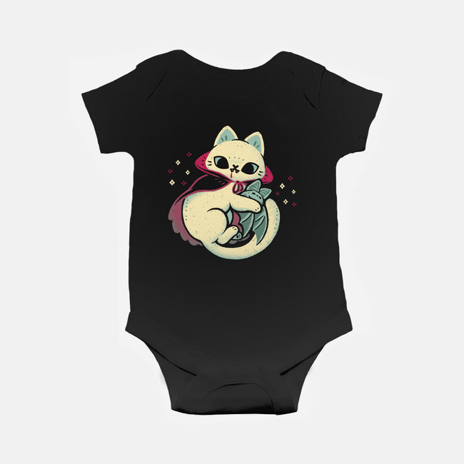 Cute Vampire Cat Bites Bat-Baby-Basic-Onesie-xMorfina