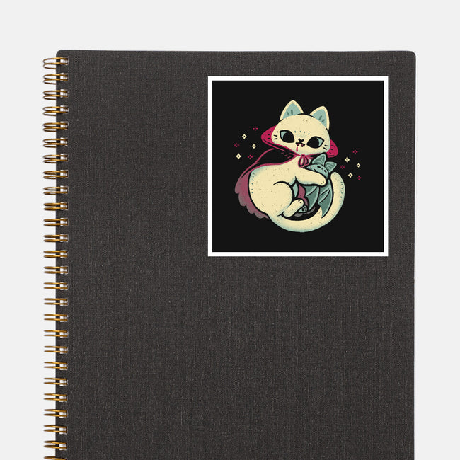 Cute Vampire Cat Bites Bat-None-Glossy-Sticker-xMorfina