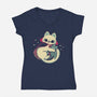 Cute Vampire Cat Bites Bat-Womens-V-Neck-Tee-xMorfina