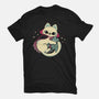Cute Vampire Cat Bites Bat-Womens-Fitted-Tee-xMorfina