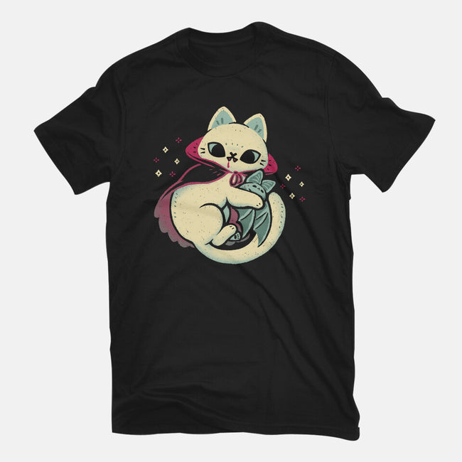 Cute Vampire Cat Bites Bat-Mens-Heavyweight-Tee-xMorfina