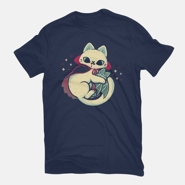Cute Vampire Cat Bites Bat-Mens-Heavyweight-Tee-xMorfina