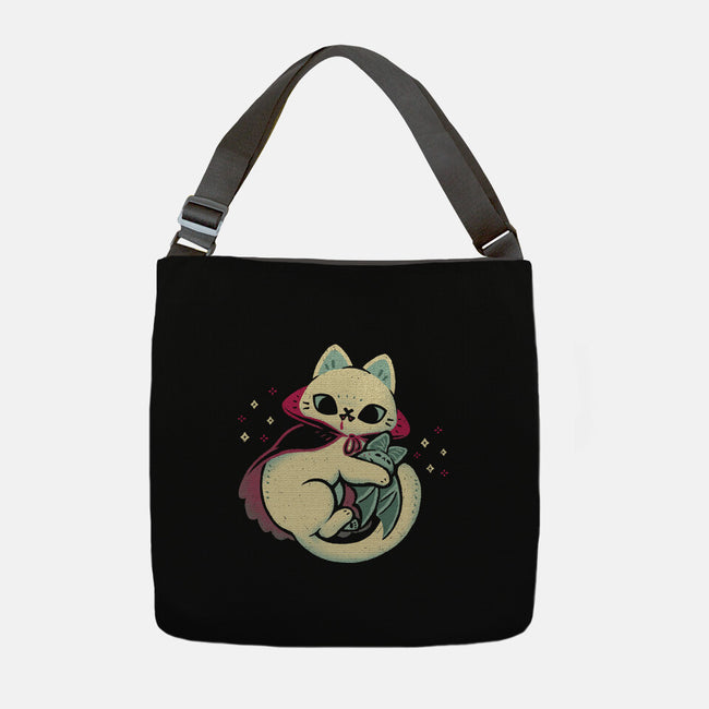 Cute Vampire Cat Bites Bat-None-Adjustable Tote-Bag-xMorfina