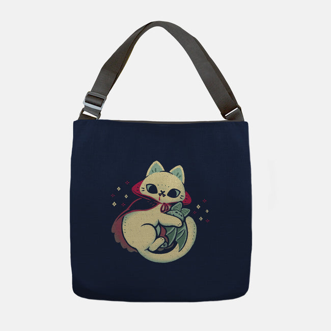 Cute Vampire Cat Bites Bat-None-Adjustable Tote-Bag-xMorfina