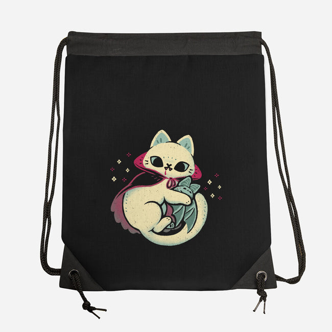 Cute Vampire Cat Bites Bat-None-Drawstring-Bag-xMorfina