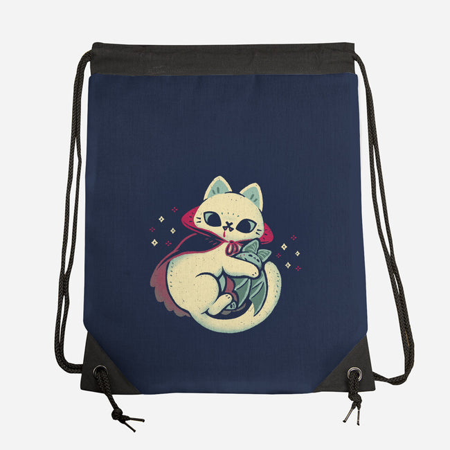 Cute Vampire Cat Bites Bat-None-Drawstring-Bag-xMorfina