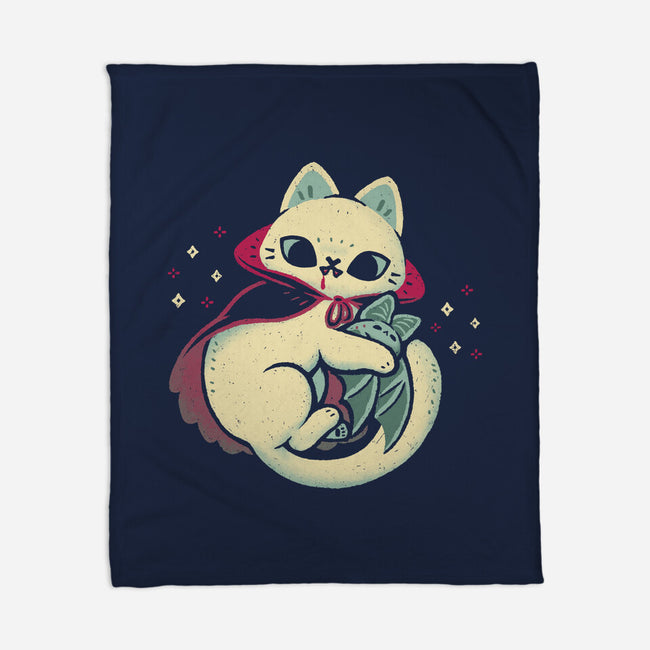 Cute Vampire Cat Bites Bat-None-Fleece-Blanket-xMorfina
