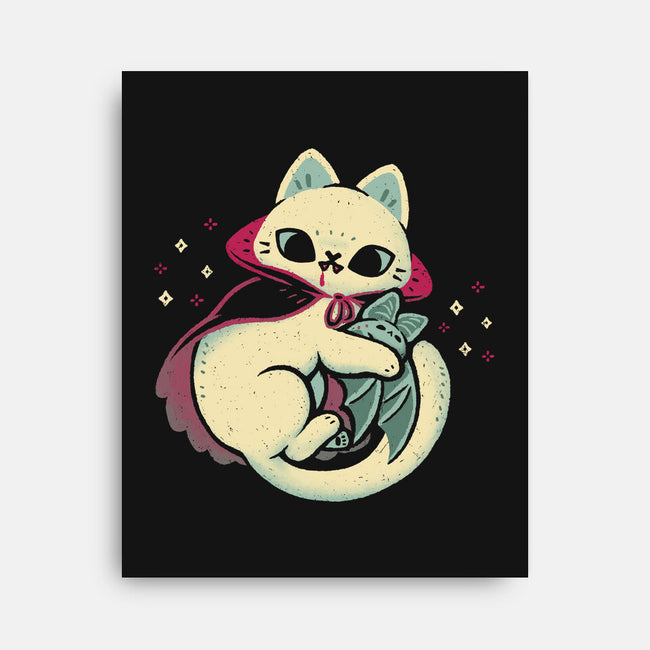 Cute Vampire Cat Bites Bat-None-Stretched-Canvas-xMorfina