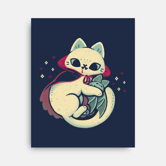 Cute Vampire Cat Bites Bat-None-Stretched-Canvas-xMorfina