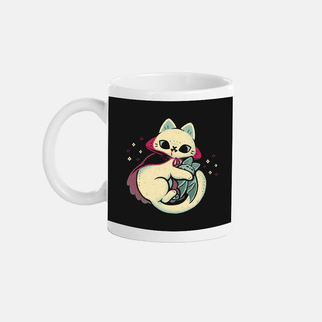 Cute Vampire Cat Bites Bat-None-Mug-Drinkware-xMorfina