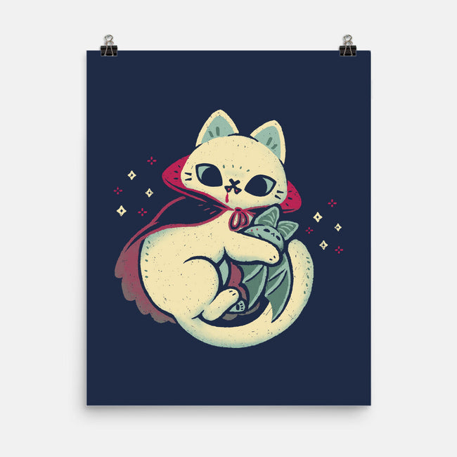 Cute Vampire Cat Bites Bat-None-Matte-Poster-xMorfina
