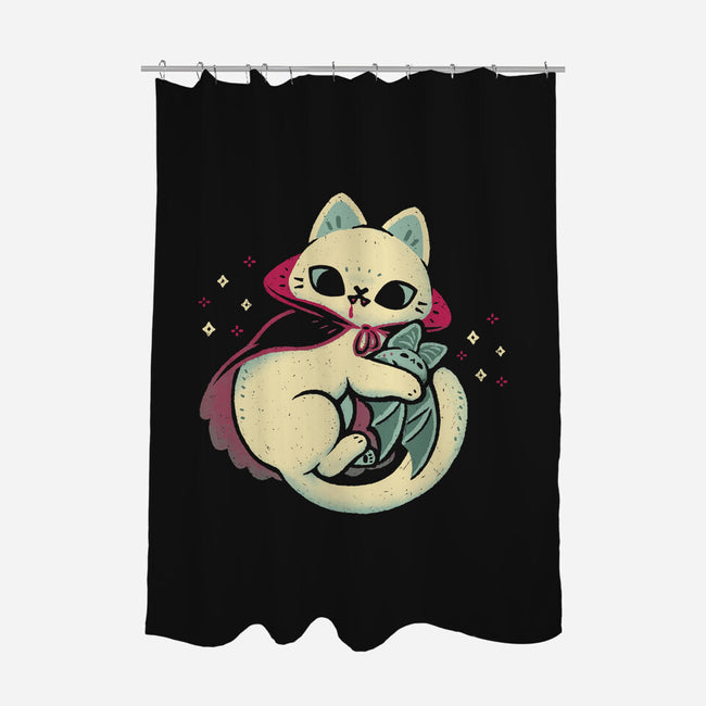 Cute Vampire Cat Bites Bat-None-Polyester-Shower Curtain-xMorfina