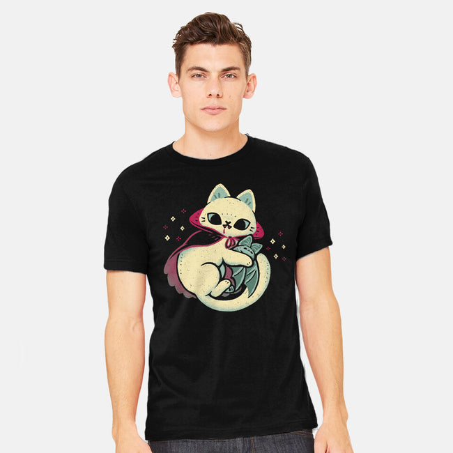 Cute Vampire Cat Bites Bat-Mens-Heavyweight-Tee-xMorfina