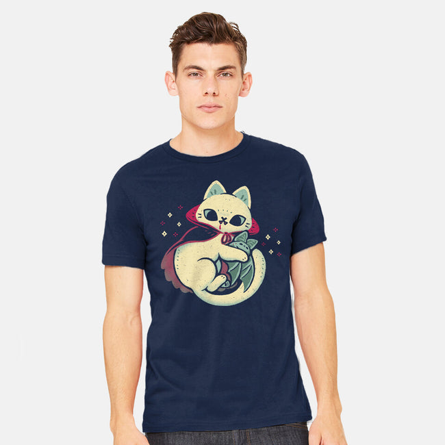 Cute Vampire Cat Bites Bat-Mens-Heavyweight-Tee-xMorfina
