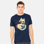 Cute Vampire Cat Bites Bat-Mens-Heavyweight-Tee-xMorfina