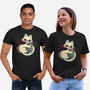 Cute Vampire Cat Bites Bat-Unisex-Basic-Tee-xMorfina