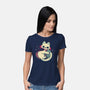 Cute Vampire Cat Bites Bat-Womens-Basic-Tee-xMorfina