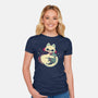 Cute Vampire Cat Bites Bat-Womens-Fitted-Tee-xMorfina
